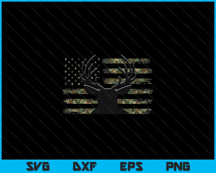 Bandera americana camuflaje al aire libre astas ciervos SVG PNG archivos de corte digital