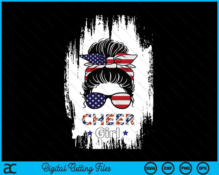 American Flag Cheer Girl 4th July USA Patriotic Cheerleader SVG PNG Digital Cutting Files