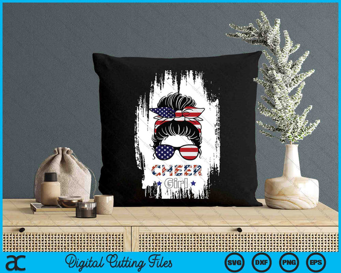 American Flag Cheer Girl 4th July USA Patriotic Cheerleader SVG PNG Digital Cutting Files