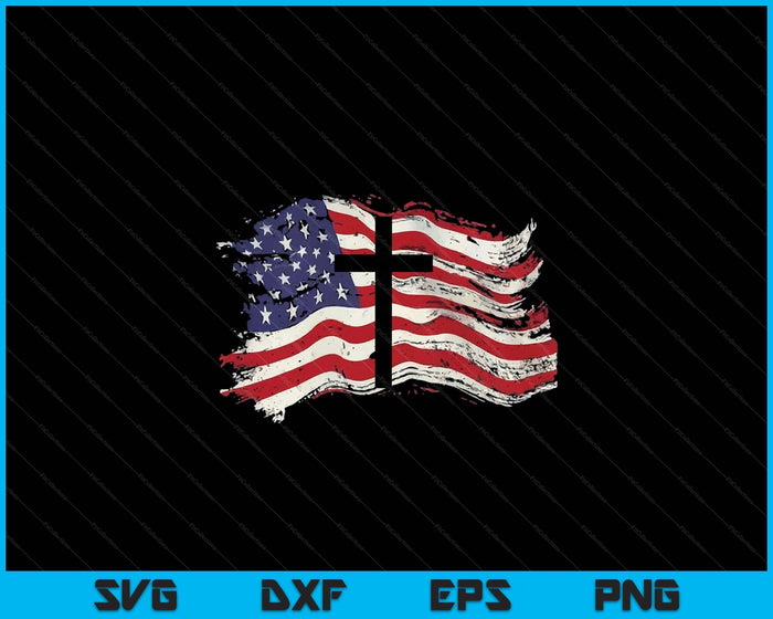 American Flag Cross For Patriotic USA Christians God Faith SVG PNG Digital Printable Files