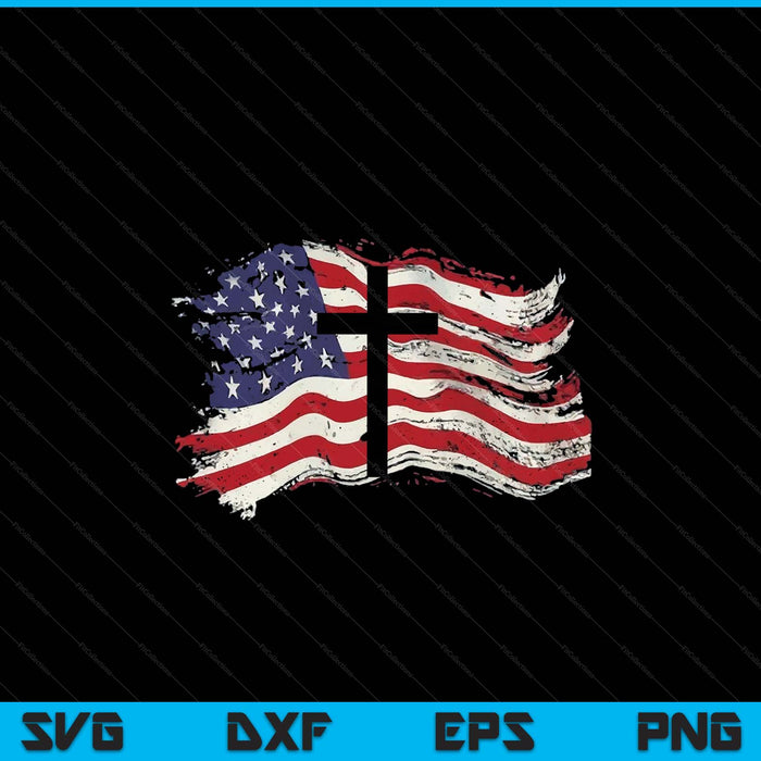 American Flag Cross For Patriotic USA Christians God Faith SVG PNG Digital Printable Files