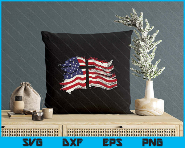 American Flag Cross For Patriotic USA Christians God Faith SVG PNG Digital Printable Files