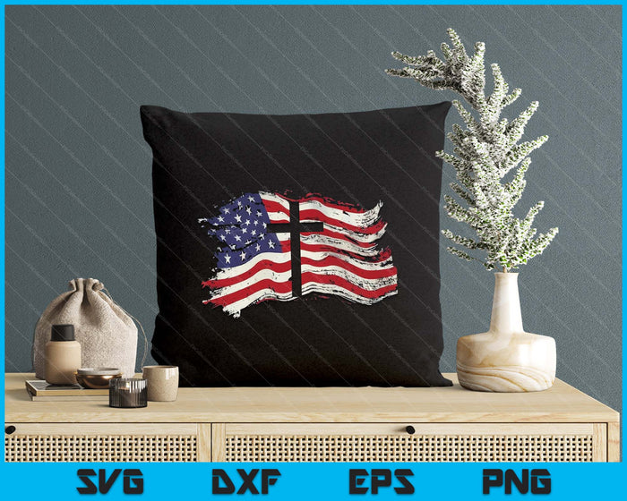 American Flag Cross For Patriotic USA Christians God Faith SVG PNG Digital Printable Files