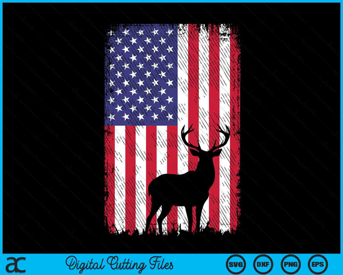 American Flag Deer Elk Hunting USA Patriotic Hunter SVG PNG Digital Printable Files