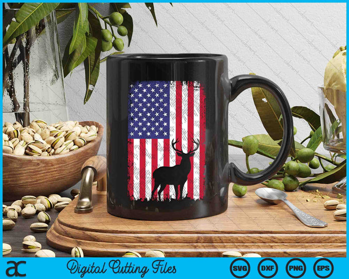 American Flag Deer Elk Hunting USA Patriotic Hunter SVG PNG Digital Printable Files