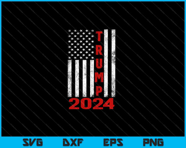 Amerikaanse vlag ontwerp Trump 2024 SVG PNG snijden afdrukbare bestanden