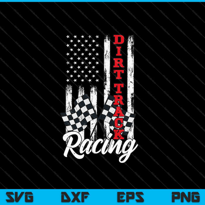 Amerikaanse vlag Dirt Track racewagen SVG PNG snijden afdrukbare bestanden