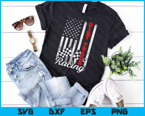 Bandera americana Dirt Track Racing Car Bike Driver Racer SVG PNG Cortar archivos imprimibles - on a t-shirt