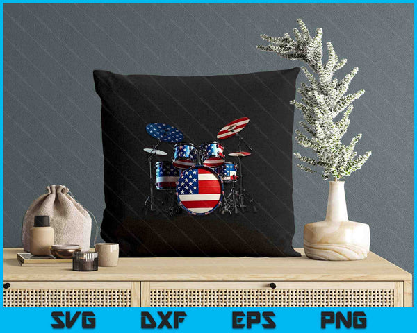 American Flag Drum Drumset 4th of July USA Patriotic Drummer SVG PNG Digital Printable Files