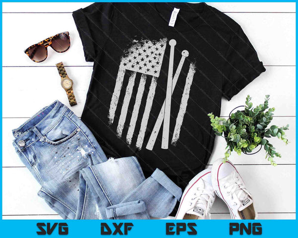 American Flag Drumsticks USA Drummers Vintage Drum Sticks SVG PNG Digital Printable Files