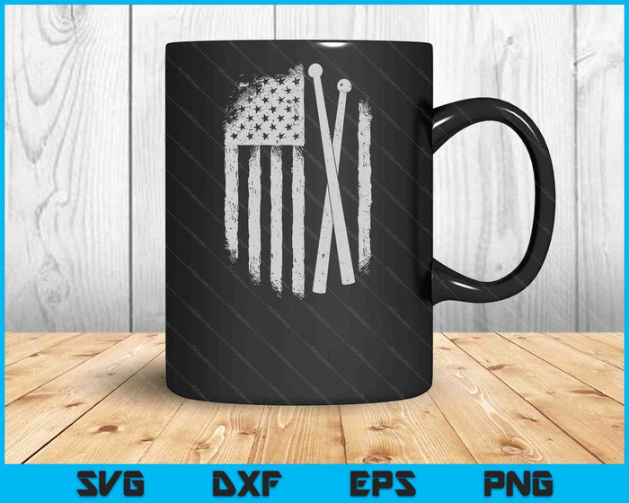 American Flag Drumsticks USA Drummers Vintage Drum Sticks SVG PNG Digital Printable Files