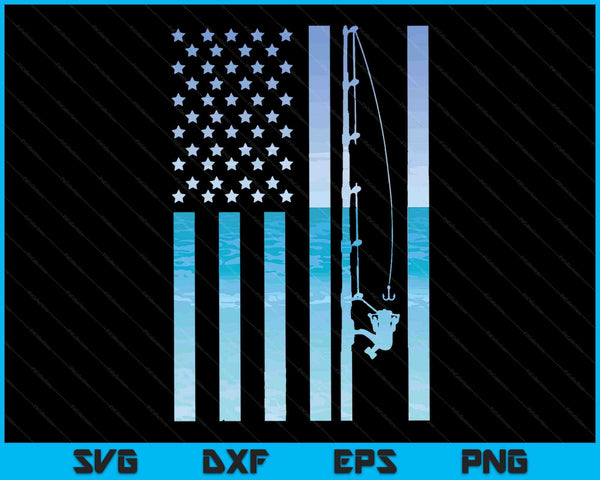 American Flag Fish Fisher Fisherman Bass Fishing USA SVG PNG Digital Printable Files