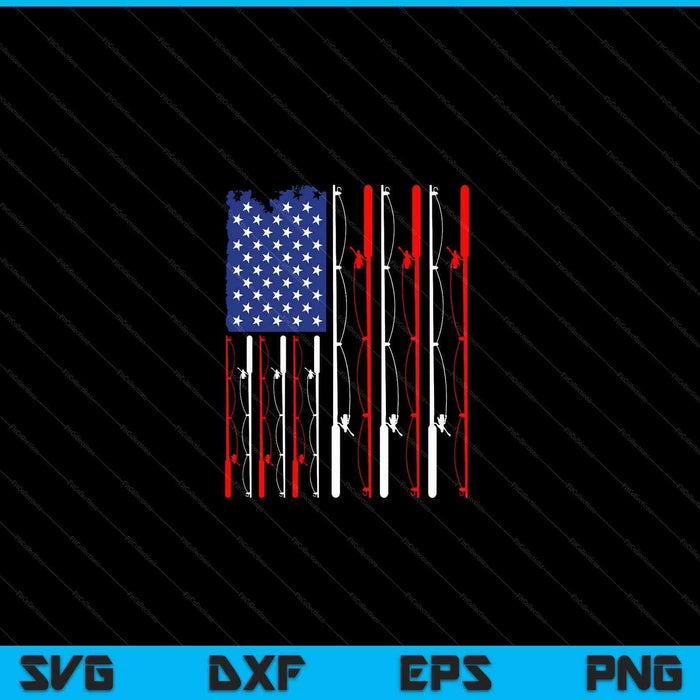 American flag fishing rod fishing lover SVG cut file