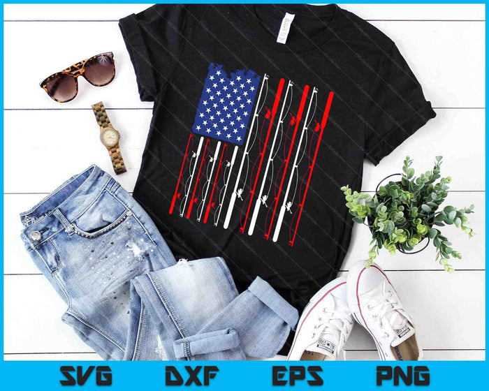 American Flag Fishing Rod Fishing Lover SVG PNG Digital Cutting File