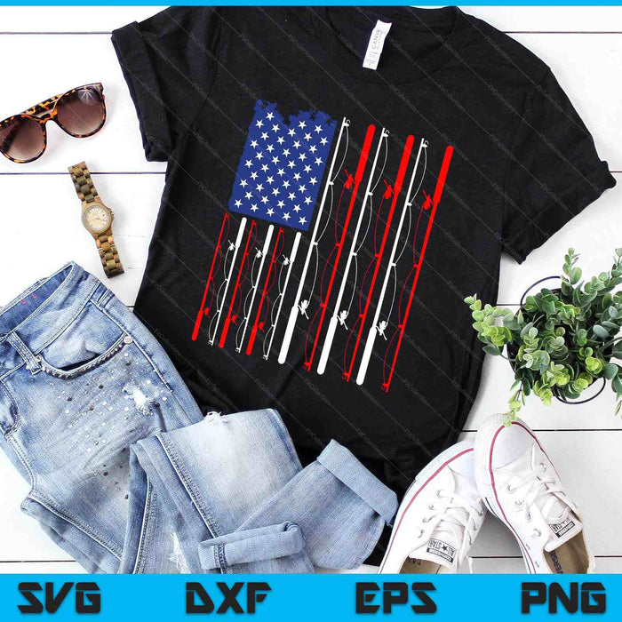 American Flag Fishing Rod Fishing Lover SVG PNG Digital Cutting File