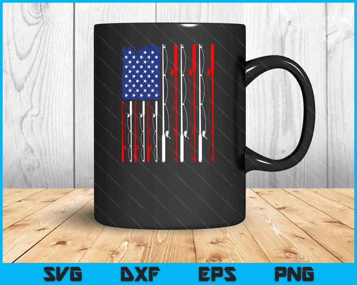 American Flag Fishing Rod Fishing Lover SVG PNG Digital Cutting File