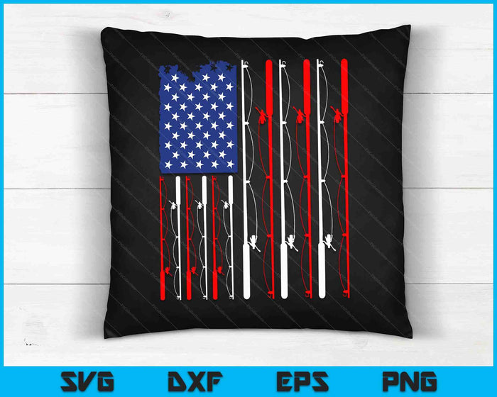 American Flag Fishing Rod Fishing Lover SVG PNG Digital Cutting File