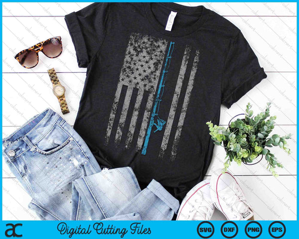 Bandera Americana Pesca Vintage Pescador SVG PNG Cortando Archivos Imprimibles - on a t-shirt
