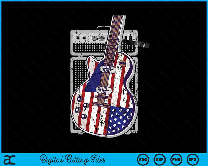 Amerikaanse vlag gitaar 4 juli gitarist USA countrymuziek SVG PNG digitale snijbestanden