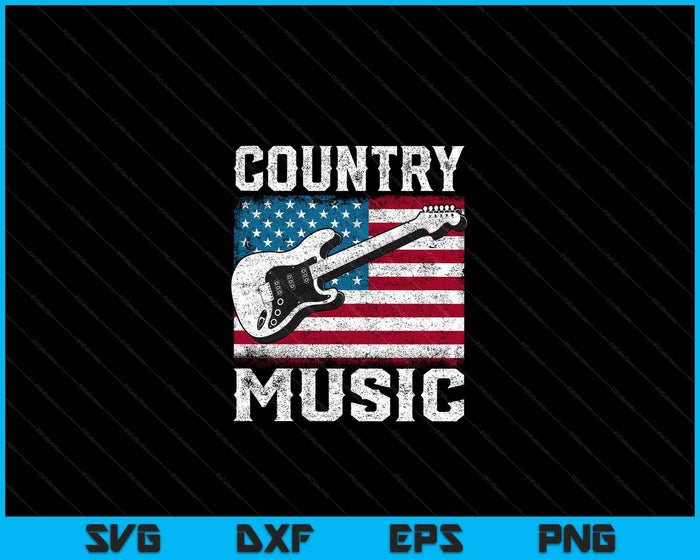 Amerikaanse vlag gitarist grappige country muziekliefhebber SVG PNG digitale snijbestanden