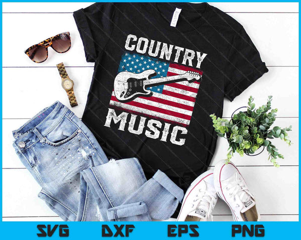 American Flag Guitar Player Funny Country Music Lover SVG PNG Digital Cutting Files