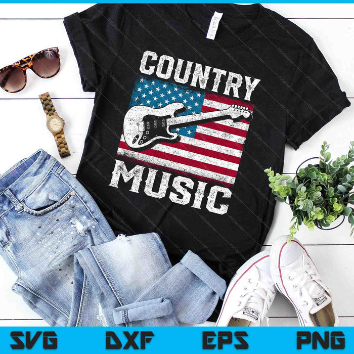 American Flag Guitar Player Funny Country Music Lover SVG PNG Digital Cutting Files