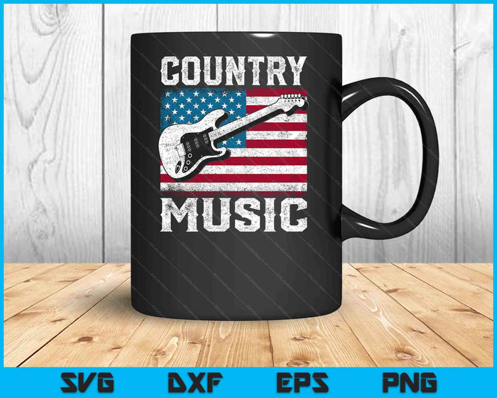 Amerikaanse vlag gitarist grappige country muziekliefhebber SVG PNG digitale snijbestanden