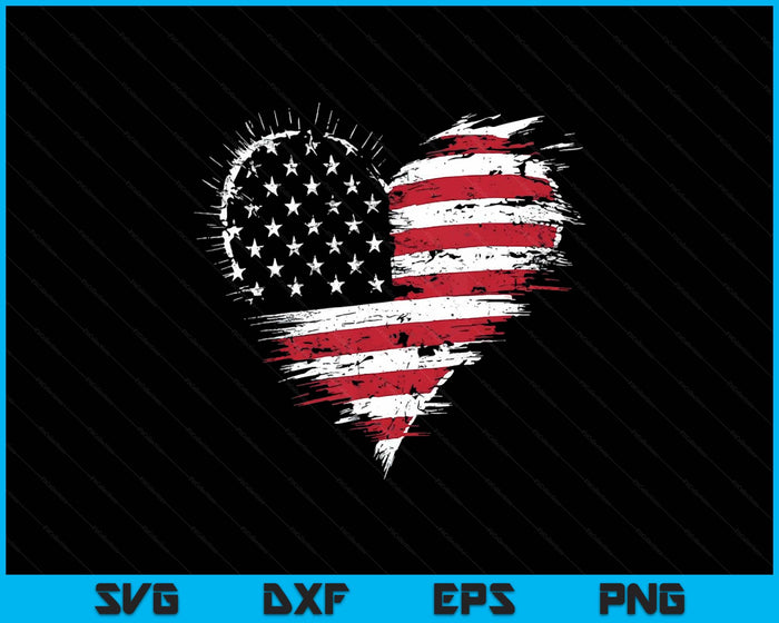 American Flag Heart Women Men Kids 4th of July Patriotic USA SVG PNG Digital Printable Files