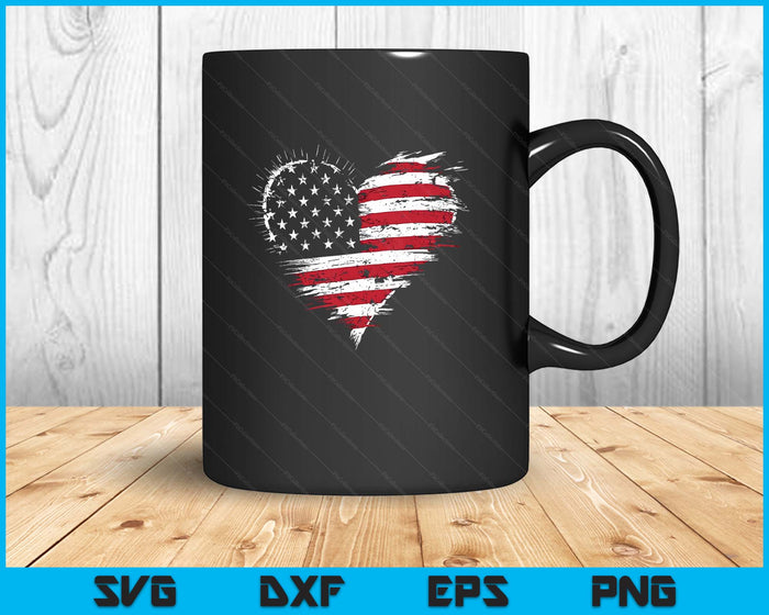 American Flag Heart Women Men Kids 4th of July Patriotic USA SVG PNG Digital Printable Files