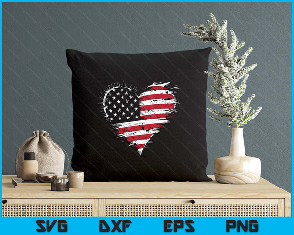 American Flag Heart Women Men Kids 4th of July Patriotic USA SVG PNG Digital Printable Files