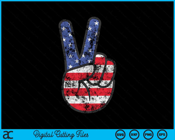 American Flag Peace Sign Hand 4th of July SVG PNG Cutting Printable Files