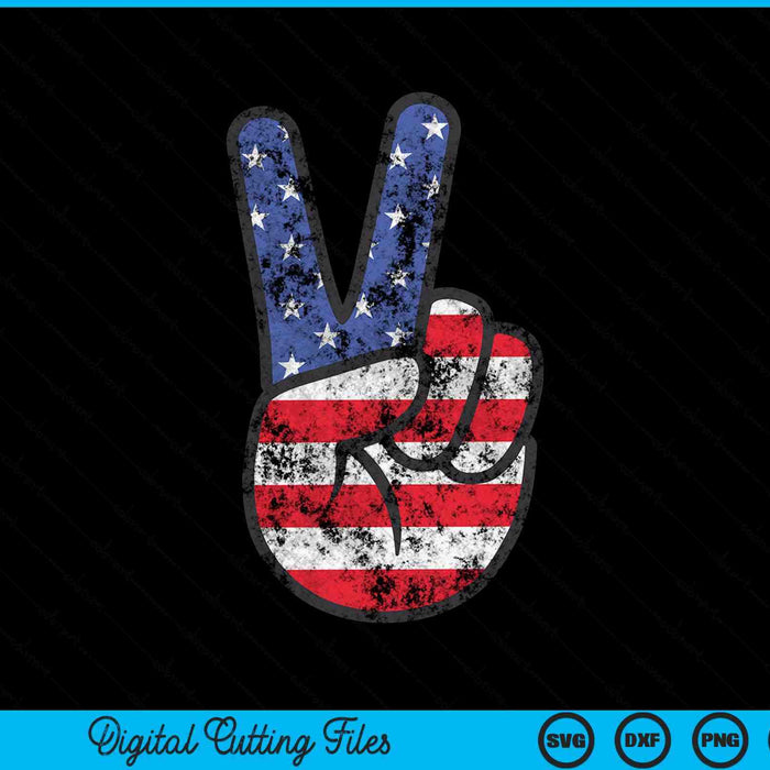 American Flag Peace Sign Hand 4th of July SVG PNG Cutting Printable Files