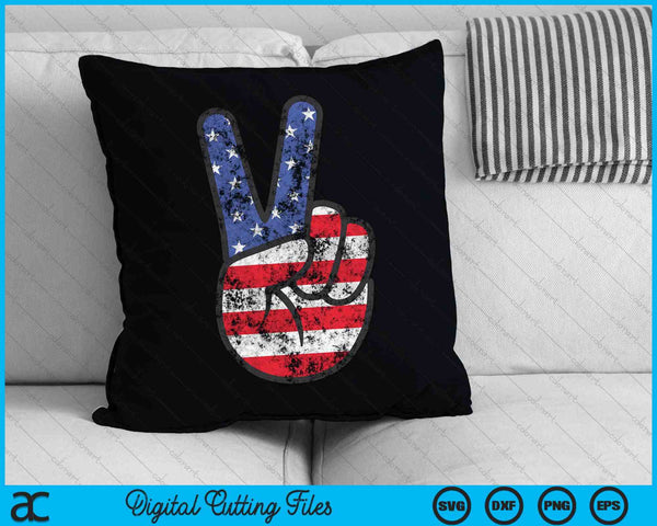 American Flag Peace Sign Hand 4th of July SVG PNG Cutting Printable Files