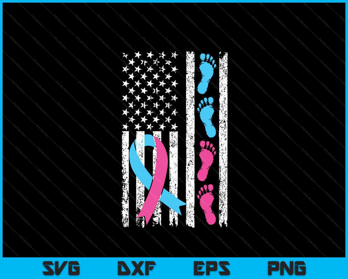 American Flag Pink And Blue Ribbon Pregnancy And Infant Loss SVG PNG Digital Printable Files