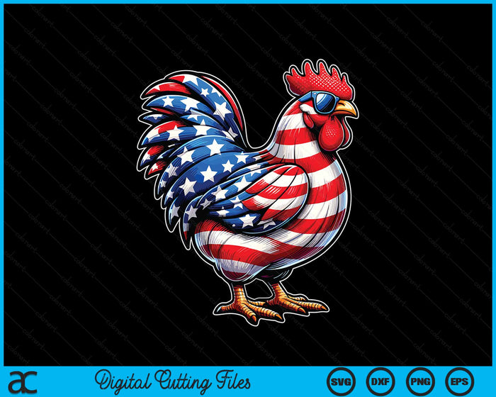 American Flag Rooster Chicken 4th Of July Animal SVG PNG Digital Cutting Files