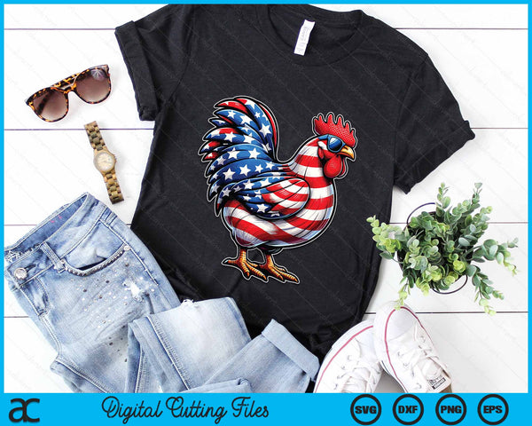 American Flag Rooster Chicken 4th Of July Animal SVG PNG Digital Cutting Files