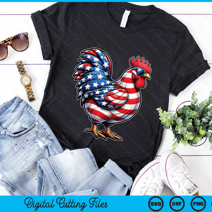 American Flag Rooster Chicken 4th Of July Animal SVG PNG Digital Cutting Files