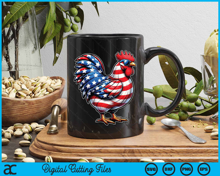 American Flag Rooster Chicken 4th Of July Animal SVG PNG Digital Cutting Files