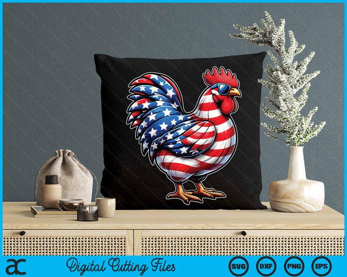 American Flag Rooster Chicken 4th Of July Animal SVG PNG Digital Cutting Files