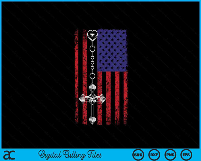 American Flag Rosary Catholic SVG PNG Digital Printable Files