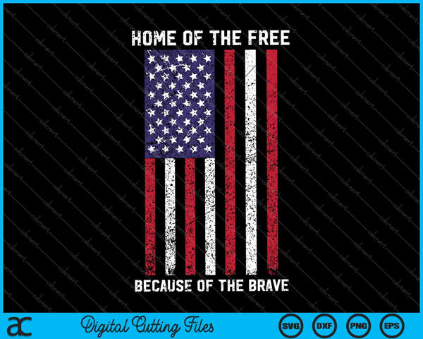 American Flag Veteran For Men Women Kids Home Of The Free SVG PNG Cutting Printable Files