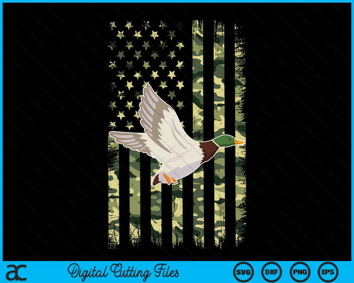 Amerikaanse vlag watervogels jacht Camouflage Duck Hunter SVG PNG digitale snijbestanden