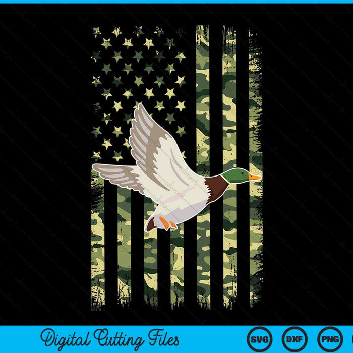 American Flag Waterfowl Hunting Camouflage Duck Hunter SVG PNG Digital Cutting Files