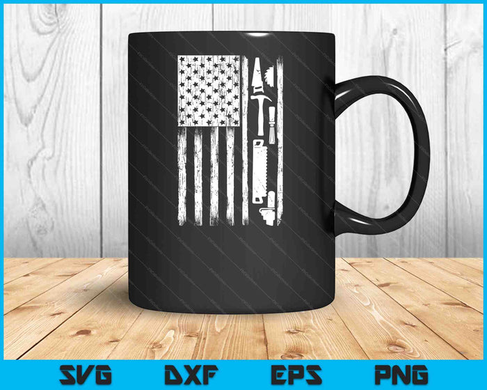 American Flag Woodworking Gift Carpenter Wood Working SVG PNG Digital Cutting Files