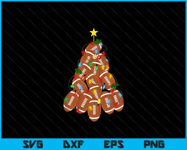 American football Christmas tree Xmas pajamas player coach SVG cut file