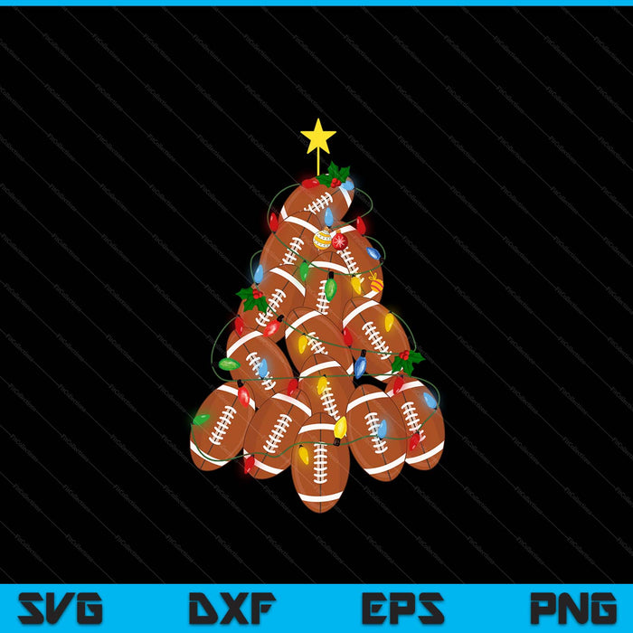 American football Christmas tree Xmas pajamas player coach SVG cut file