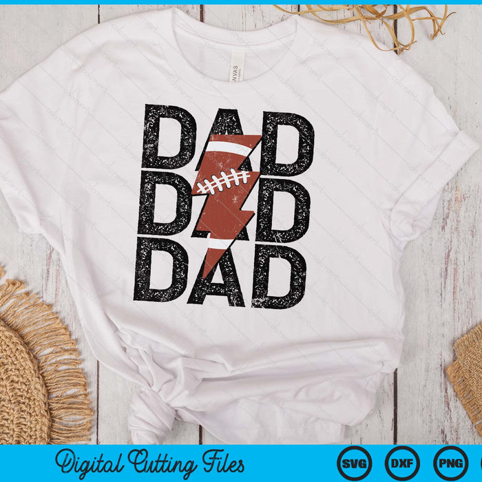 American Football Dad Distressed Lightning Bolt SVG PNG Digital Printable Files