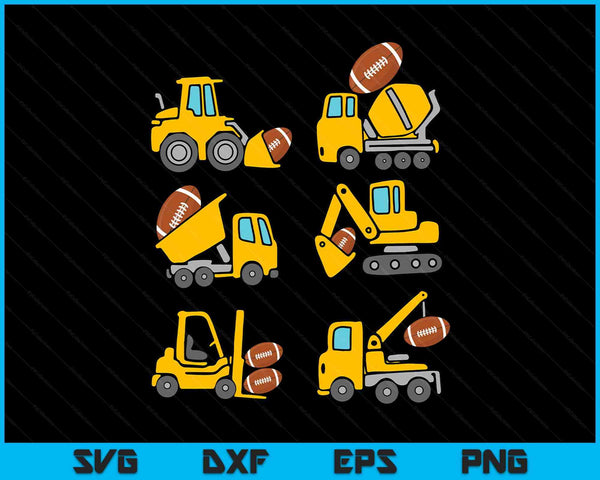 American football diggers Kids construction trucks SVG cut file