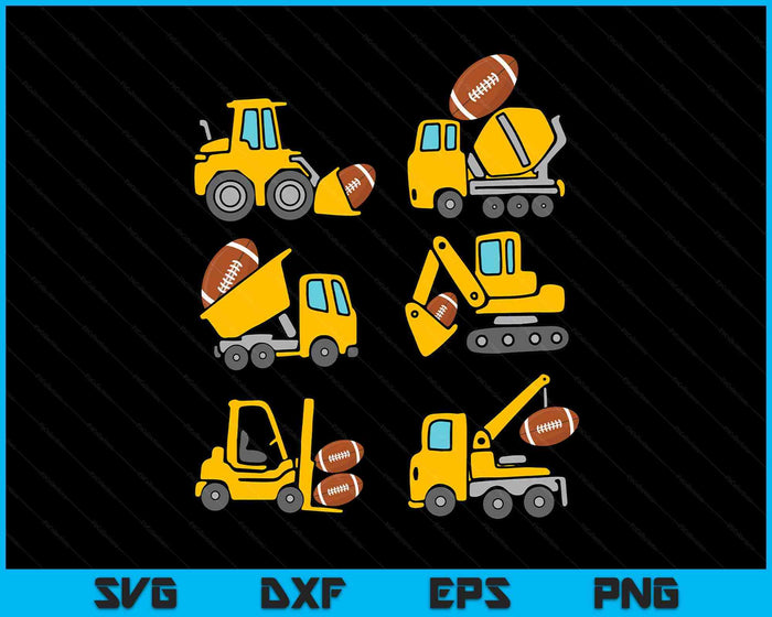 American Football Diggers Kids Construction Trucks Toddler Boys SVG PNG Digital Printable Files