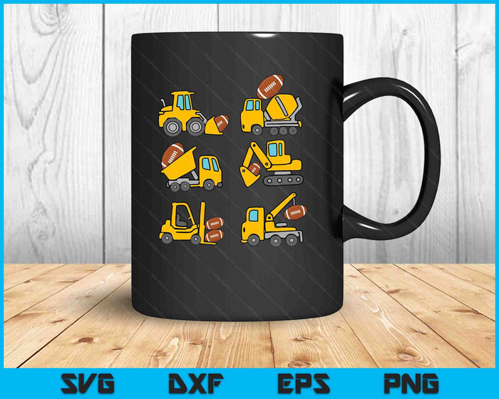 American Football Diggers Kids Construction Trucks Toddler Boys SVG PNG Digital Printable Files